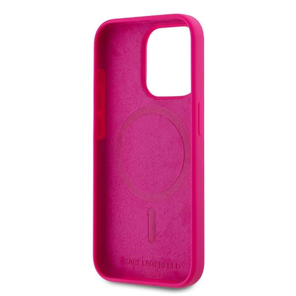 Karl Lagerfeld - Silicone MagSafe (KLHMP15XSCHPPLF) - iPhone 15 Pro Max - Fuchsia Choupette Head