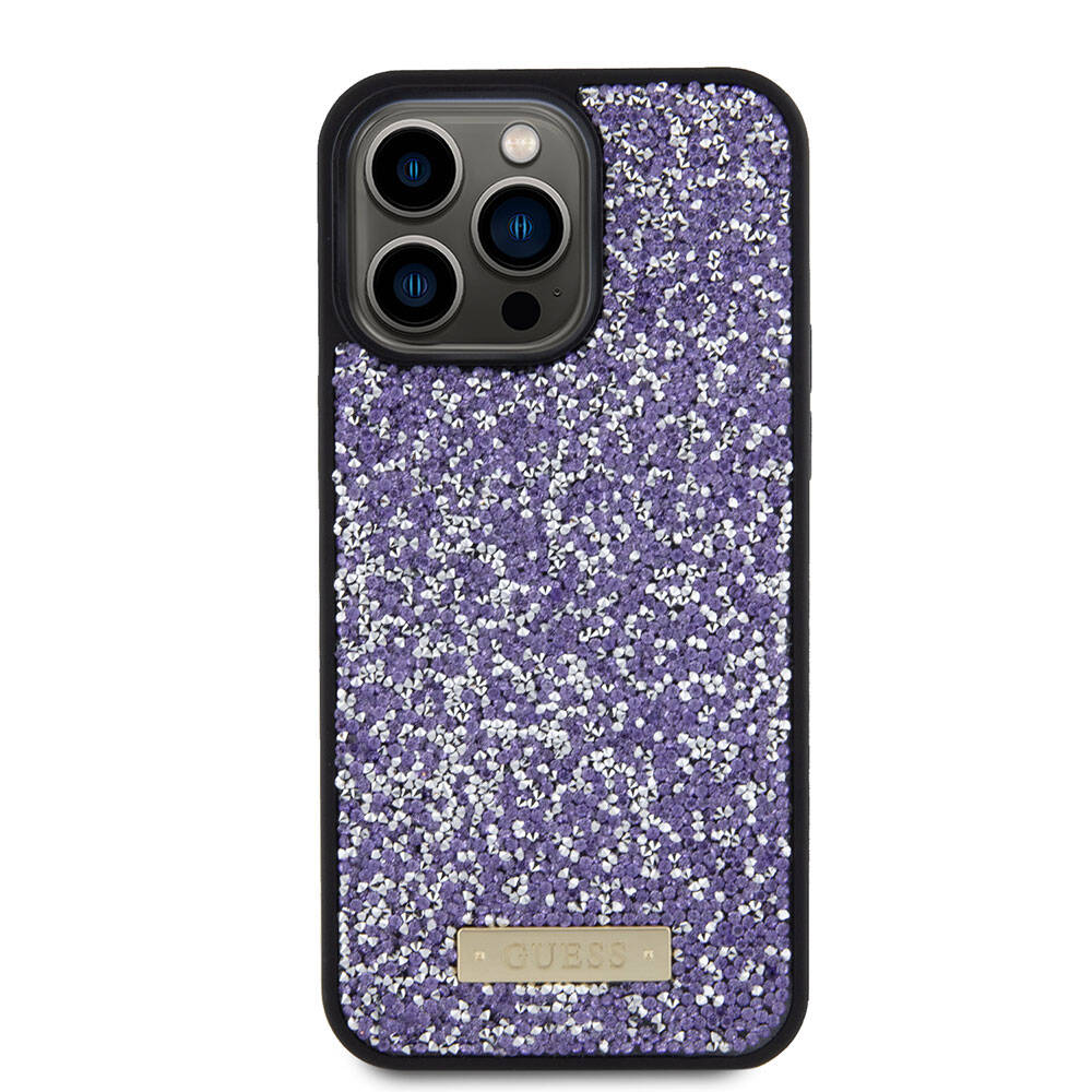 Guess - Rhinestone Metal Logo (GUHCP15LPFGSBSP) - iPhone 15 Pro - Purple