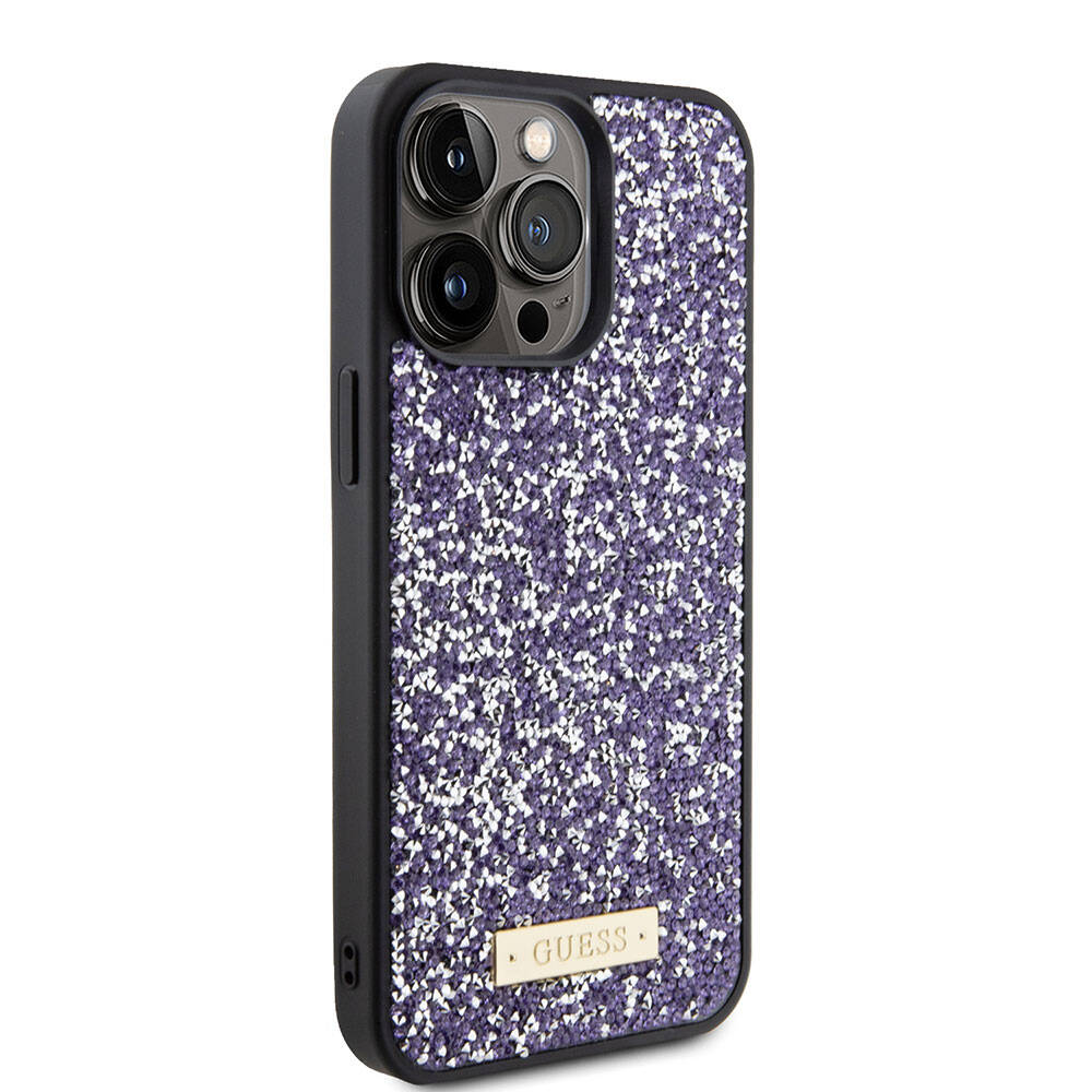 Guess - Rhinestone Metal Logo (GUHCP15LPFGSBSP) - iPhone 15 Pro - Purple
