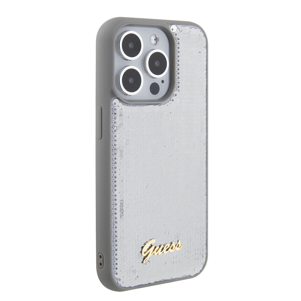 Guess - Sequin Script Metal (GUHCP15XPSFDGSS) - iPhone 15 Pro Max - Silver