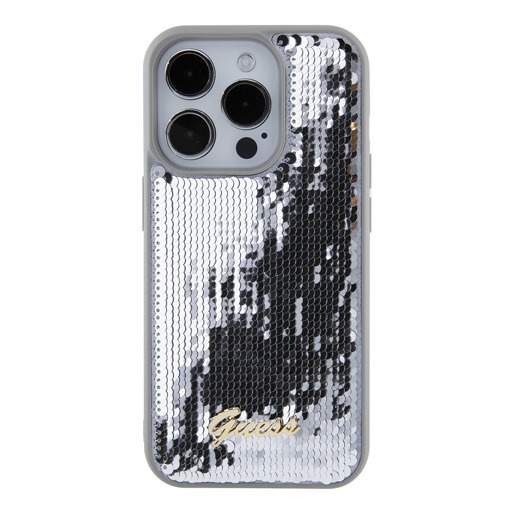 Guess - Sequin Script Metal (GUHCP15XPSFDGSS) - iPhone 15 Pro Max - Silver
