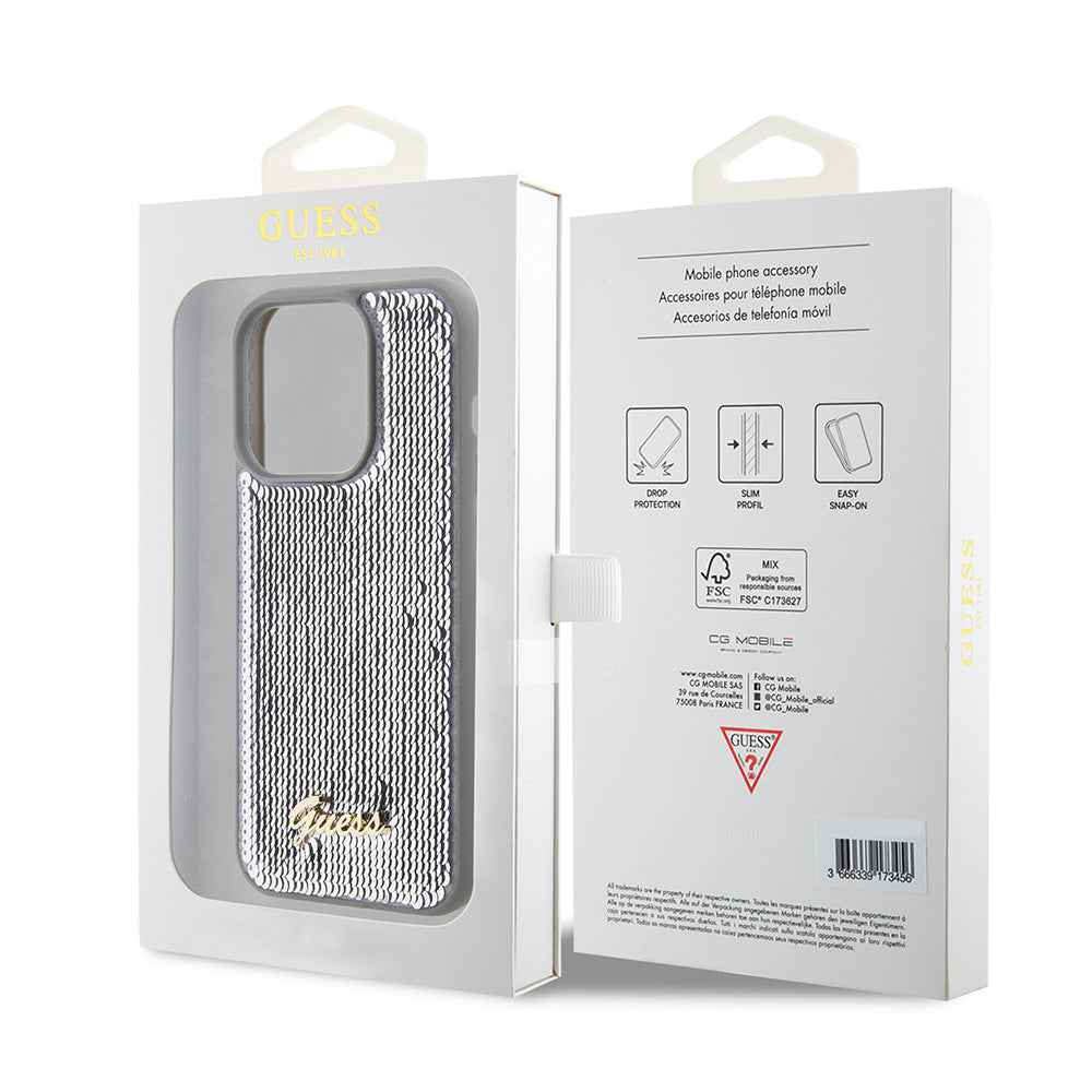 Guess - Sequin Script Metal (GUHCP15XPSFDGSS) - iPhone 15 Pro Max - Silver