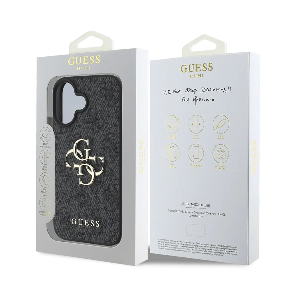 Husa de protectie Guess Hardcase 4G compatibil cu iPhone 16, Negru
