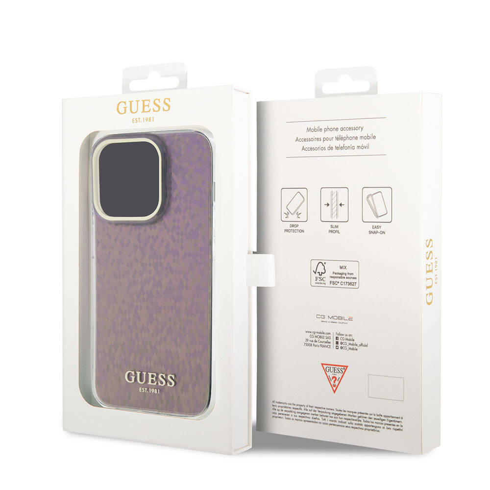 Guess - Hardcase IML Faceted Mirror Disco Iridescent (GUHCP15LHDECMP) - iPhone 15 Pro - Pink
