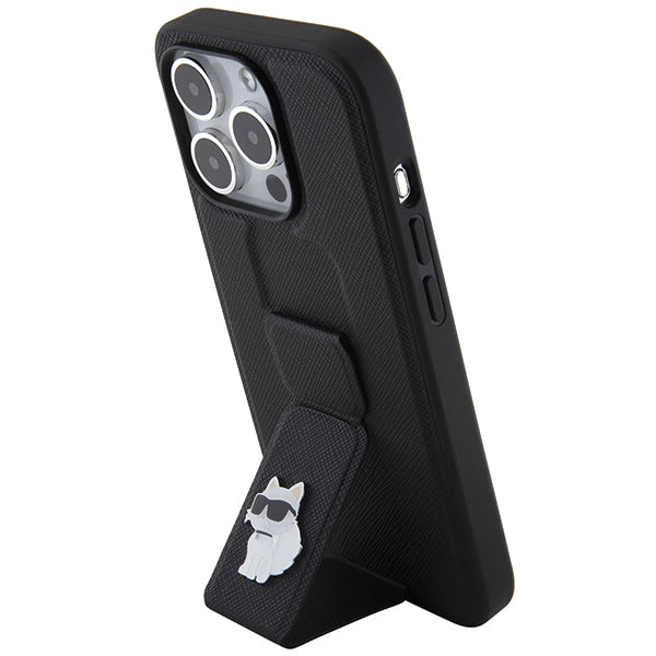 Karl Lagerfeld - Saffiano Gripstand (KLHCP14LGSACHPK) - iPhone 14 Pro - Choupette