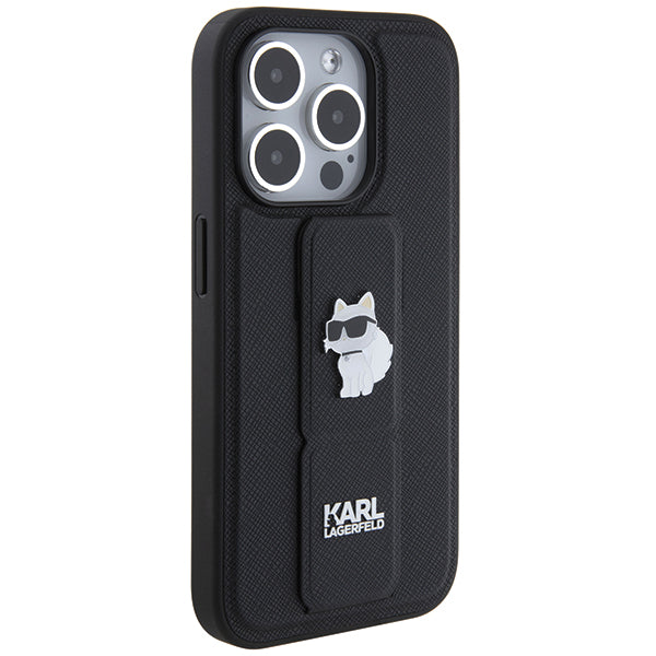 Karl Lagerfeld - Saffiano Gripstand (KLHCP14LGSACHPK) - iPhone 14 Pro - Choupette