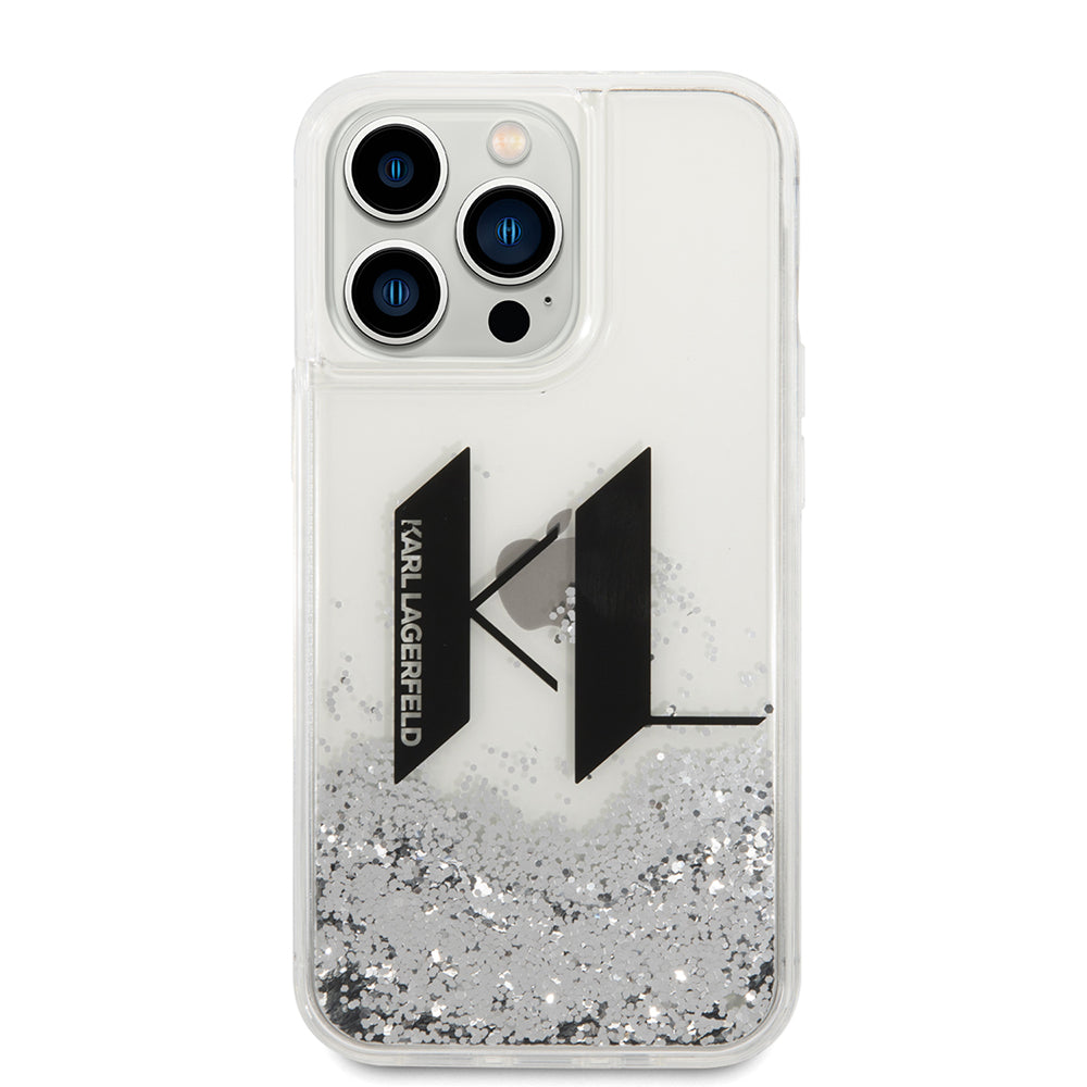 Karl Lagerfeld - Hardcase Liquid Glitter (KLHCP14LLBKLCS) - iPhone 14 Pro - Big KL