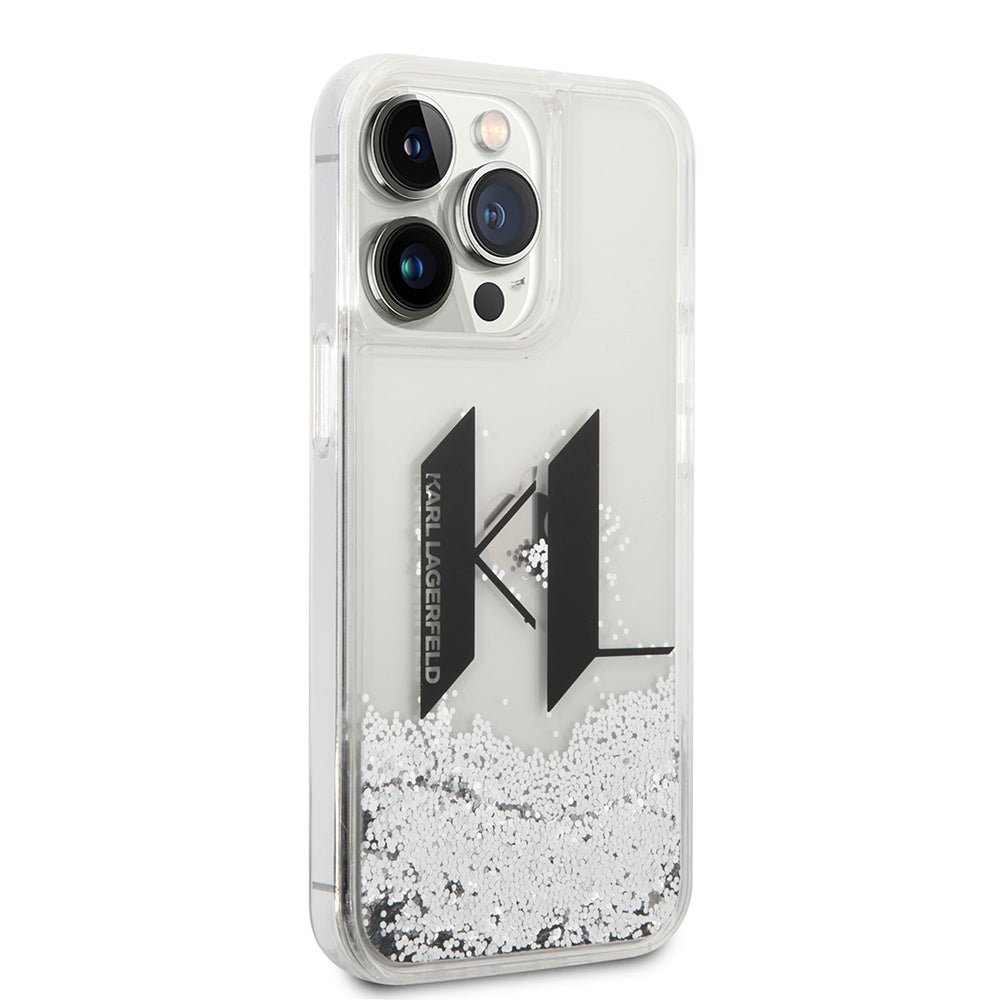 Karl Lagerfeld - Hardcase Liquid Glitter (KLHCP14LLBKLCS) - iPhone 14 Pro - Big KL