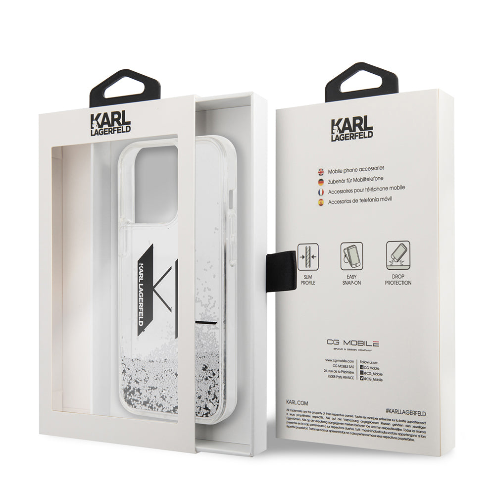 Karl Lagerfeld - Hardcase Liquid Glitter (KLHCP14LLBKLCS) - iPhone 14 Pro - Big KL