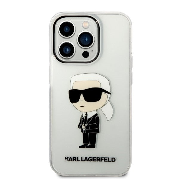 Karl Lagerfeld - Hardcase Transparent (KLHCP14LHNIKTCT) - iPhone 14 Pro - Ikonik Karl Lagerfeld