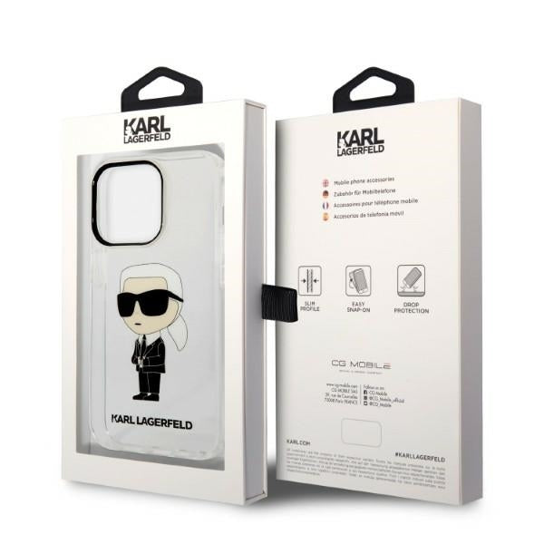 Karl Lagerfeld - Hardcase Transparent (KLHCP14LHNIKTCT) - iPhone 14 Pro - Ikonik Karl Lagerfeld