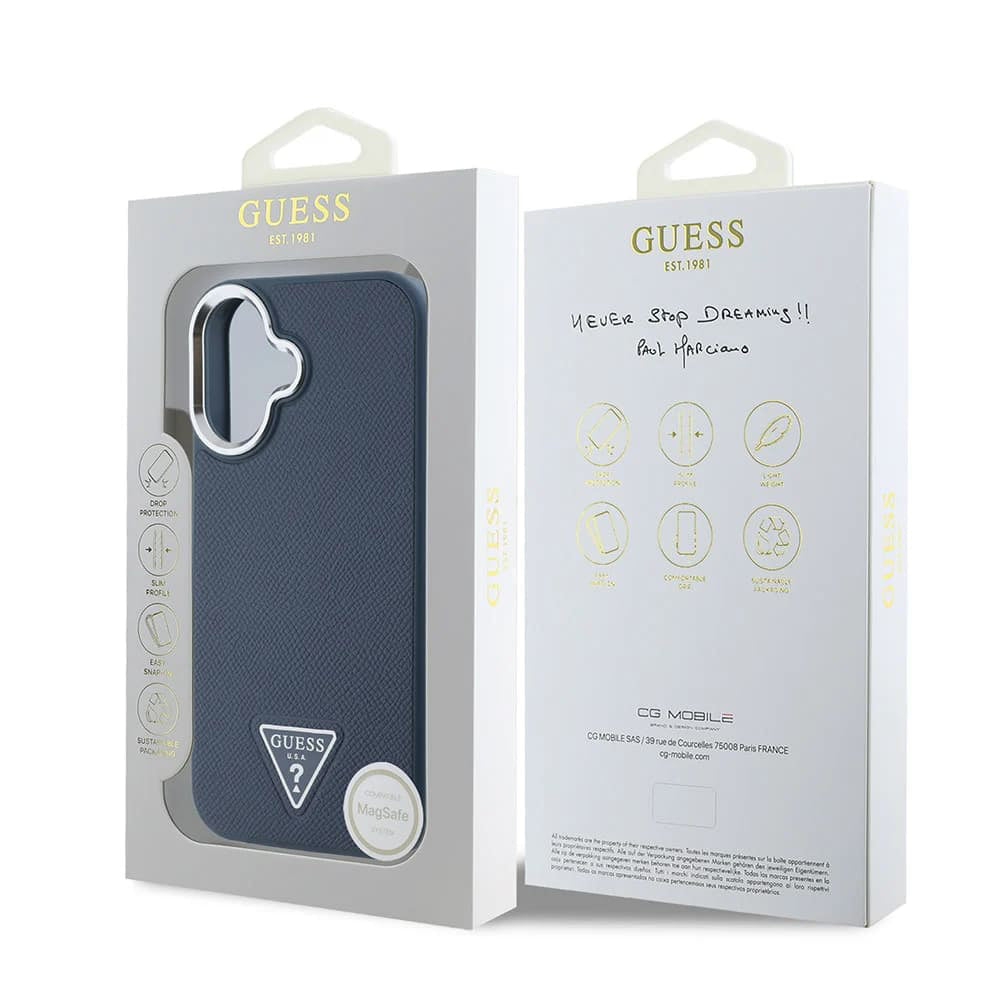 Guess - Grained Triangle MagSafe (GUHMP16SPGTSPSK) - iPhone 16 - Black