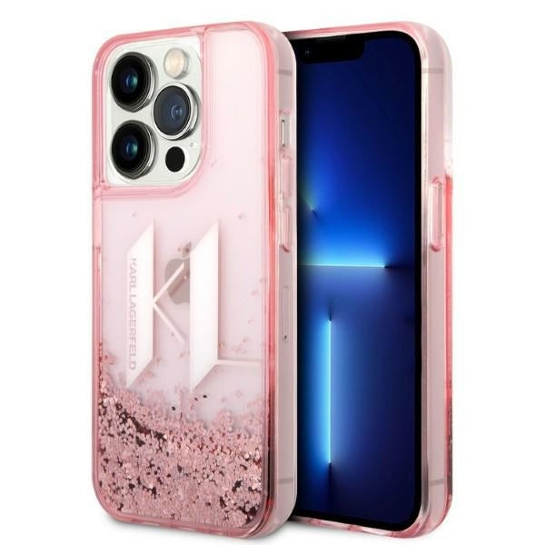 Karl Lagerfeld - Hardcase Glitter (KLHCP14LLBKLCP) - iPhone 14 Pro - Pink Liquid Big KL