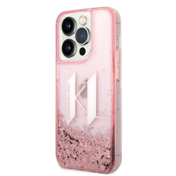 Karl Lagerfeld - Hardcase Glitter (KLHCP14LLBKLCP) - iPhone 14 Pro - Pink Liquid Big KL