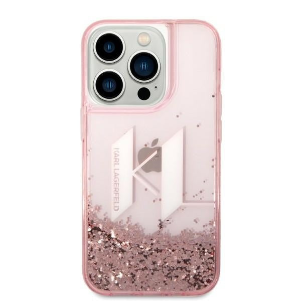Karl Lagerfeld - Hardcase Glitter (KLHCP14LLBKLCP) - iPhone 14 Pro - Pink Liquid Big KL