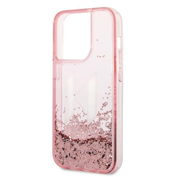 Karl Lagerfeld - Hardcase Glitter (KLHCP14LLBKLCP) - iPhone 14 Pro - Pink Liquid Big KL