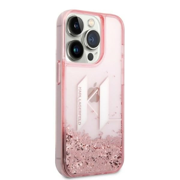 Karl Lagerfeld - Hardcase Glitter (KLHCP14LLBKLCP) - iPhone 14 Pro - Pink Liquid Big KL