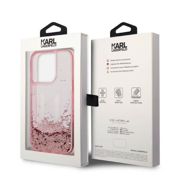 Karl Lagerfeld - Hardcase Glitter (KLHCP14LLBKLCP) - iPhone 14 Pro - Pink Liquid Big KL