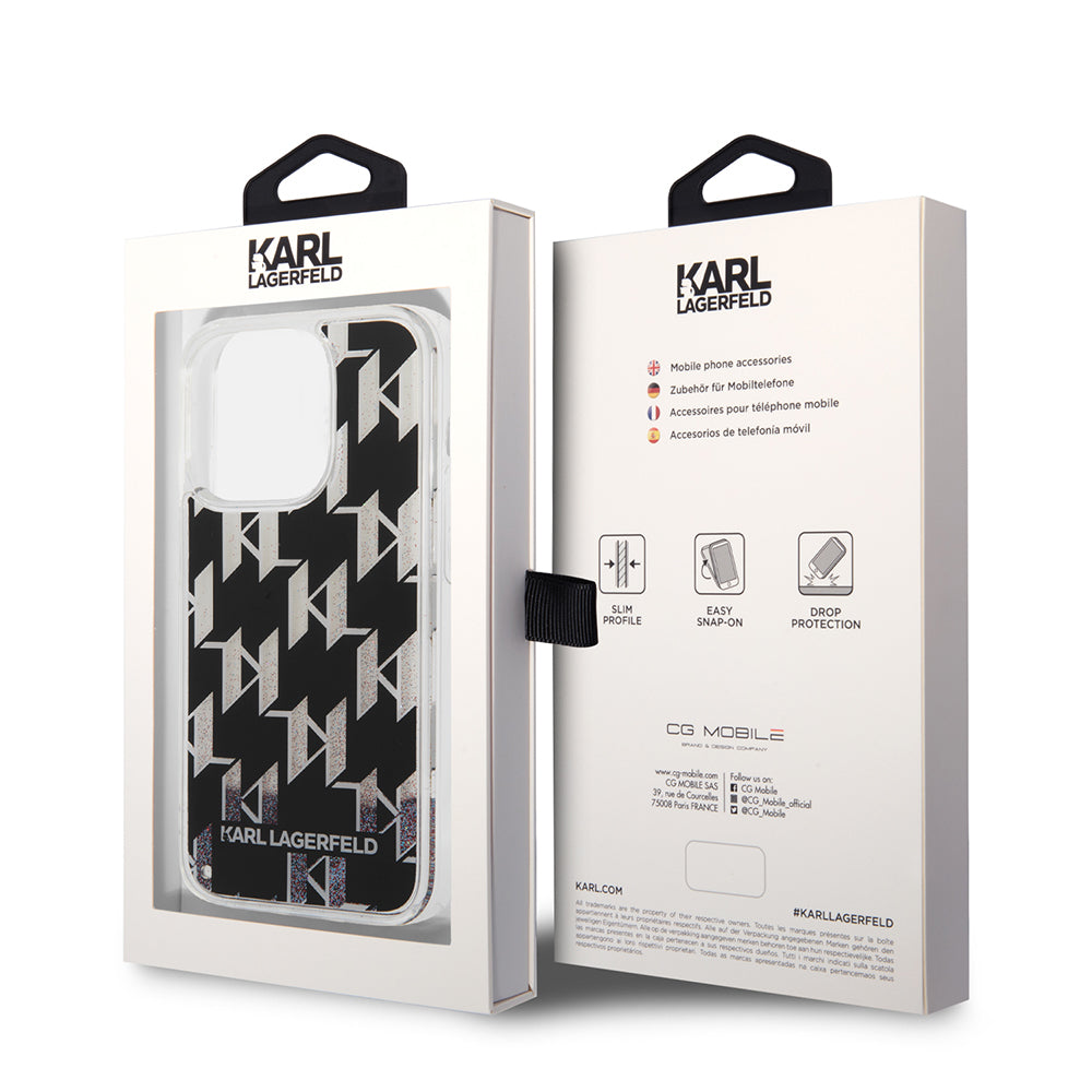 Karl Lagerfeld - Hardcase Liquid Glitter (KLHCP14LLMNMK) - iPhone 14 Pro - Monogram