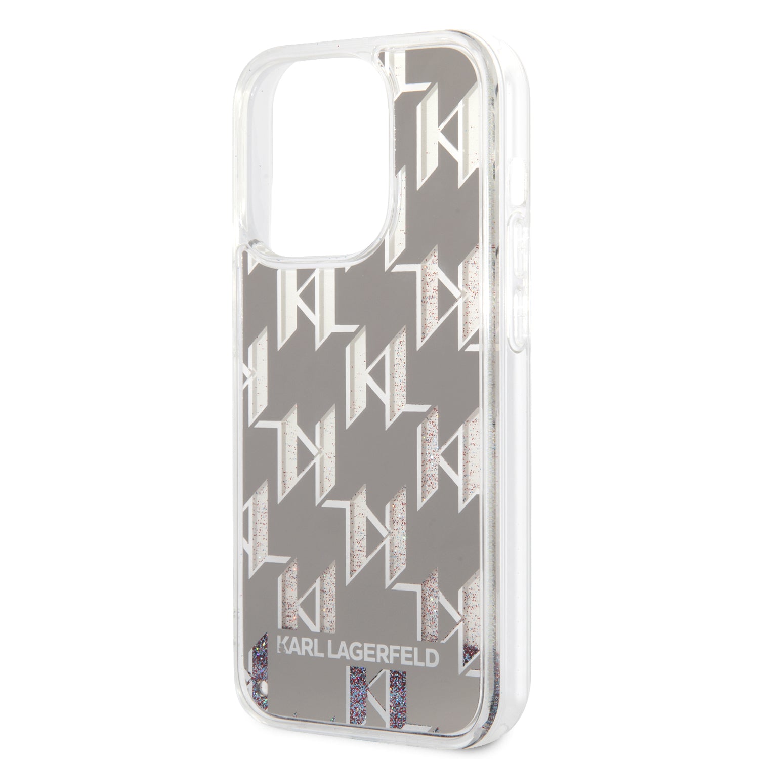Karl Lagerfeld - Hardcase Liquid Glitter (KLHCP14LLMNMS) - iPhone 14 Pro - Silver Monogram