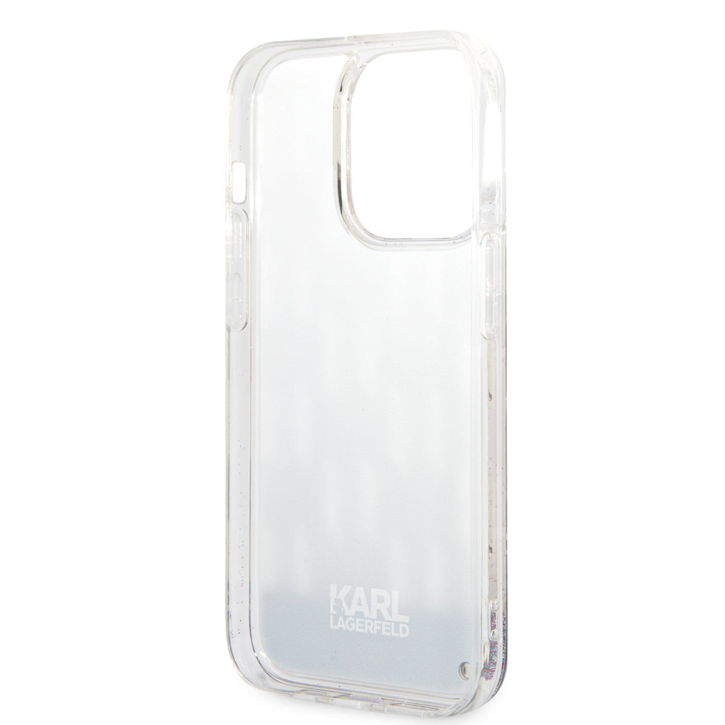 Karl Lagerfeld - Hardcase Liquid Glitter (KLHCP14LLMNMS) - iPhone 14 Pro - Silver Monogram