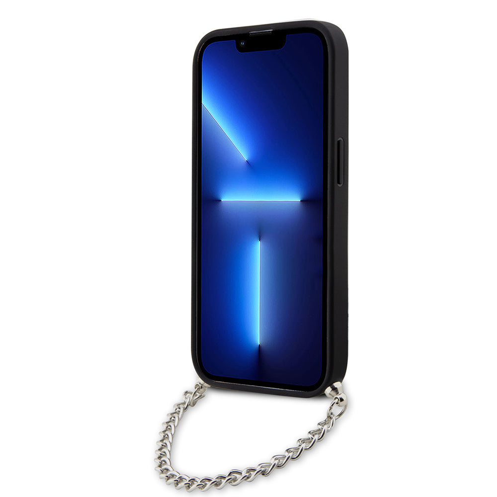 Karl Lagerfeld - Saffiano Monogram Chain (KLHCP14LSACKLHPG) - iPhone 14 Pro - Silver