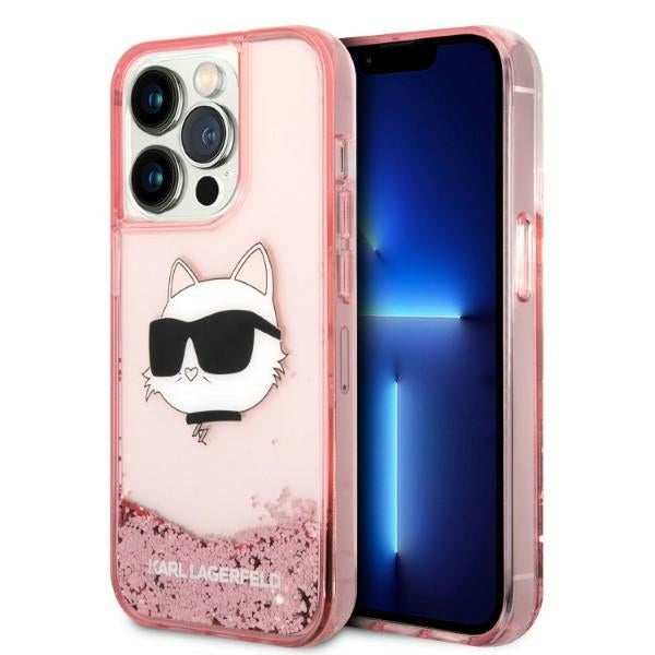 Karl Lagerfeld - Hardcase Glitter (KLHCP14LLNCHCP) - iPhone 14 Pro - Pink Choupette Head