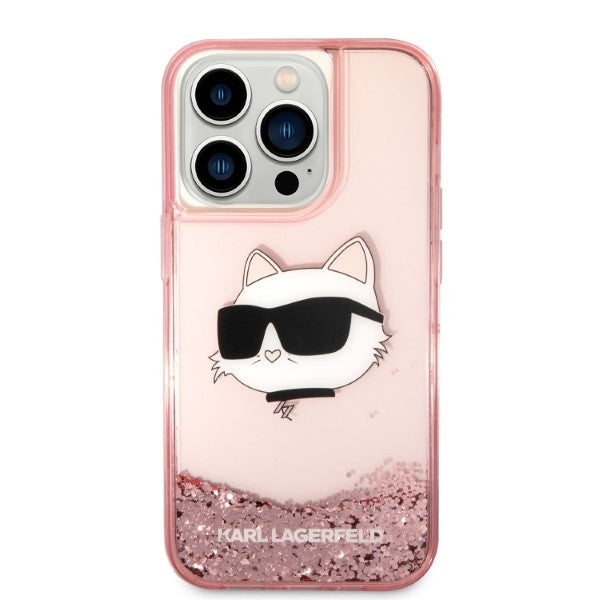 Karl Lagerfeld - Hardcase Glitter (KLHCP14LLNCHCP) - iPhone 14 Pro - Pink Choupette Head