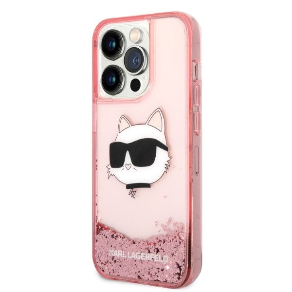 Karl Lagerfeld - Hardcase Glitter (KLHCP14LLNCHCP) - iPhone 14 Pro - Pink Choupette Head