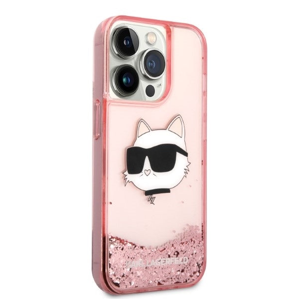 Karl Lagerfeld - Hardcase Glitter (KLHCP14LLNCHCP) - iPhone 14 Pro - Pink Choupette Head