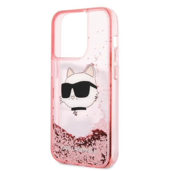 Karl Lagerfeld - Hardcase Glitter (KLHCP14LLNCHCP) - iPhone 14 Pro - Pink Choupette Head