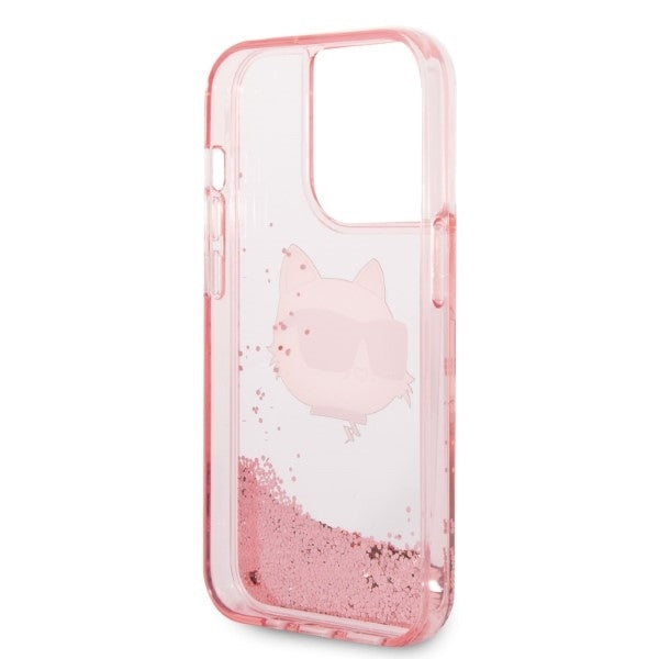 Karl Lagerfeld - Hardcase Glitter (KLHCP14LLNCHCP) - iPhone 14 Pro - Pink Choupette Head