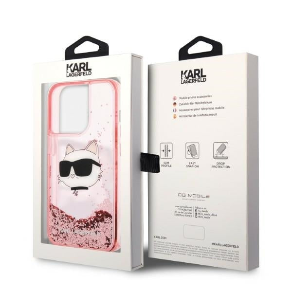 Karl Lagerfeld - Hardcase Glitter (KLHCP14LLNCHCP) - iPhone 14 Pro - Pink Choupette Head