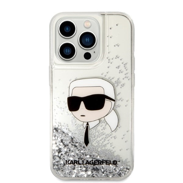 Karl Lagerfeld - Hardcase Glitter (KLHCP14LLNKHCH) - iPhone 14 Pro - Silver Karl Head