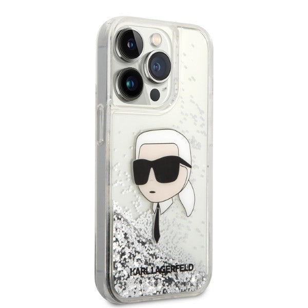Karl Lagerfeld - Hardcase Glitter (KLHCP14LLNKHCH) - iPhone 14 Pro - Silver Karl Head