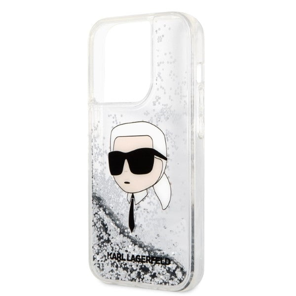 Karl Lagerfeld - Hardcase Glitter (KLHCP14LLNKHCH) - iPhone 14 Pro - Silver Karl Head
