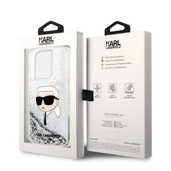 Karl Lagerfeld - Hardcase Glitter (KLHCP14LLNKHCH) - iPhone 14 Pro - Silver Karl Head