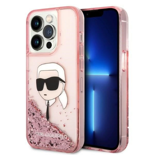 Karl Lagerfeld - Hardcase Glitter (KLHCP14LLNKHCP) - iPhone 14 Pro - Pink Karl Head