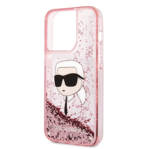 Karl Lagerfeld - Hardcase Glitter (KLHCP14LLNKHCP) - iPhone 14 Pro - Pink Karl Head