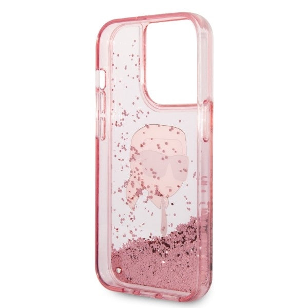 Karl Lagerfeld - Hardcase Glitter (KLHCP14LLNKHCP) - iPhone 14 Pro - Pink Karl Head