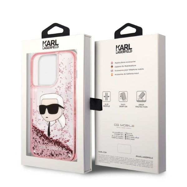 Karl Lagerfeld - Hardcase Glitter (KLHCP14LLNKHCP) - iPhone 14 Pro - Pink Karl Head