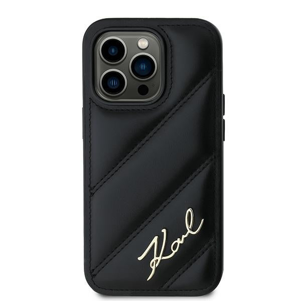 Karl Lagerfeld Husa de protectie Karl Lagerfeld Diagonal Quilted Script (KLHCP14LPQDSMGK) compatibil cu iPhone 14 Pro, N
