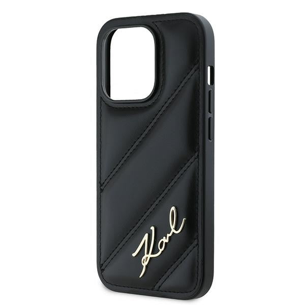 Karl Lagerfeld Husa de protectie Karl Lagerfeld Diagonal Quilted Script (KLHCP14LPQDSMGK) compatibil cu iPhone 14 Pro, N