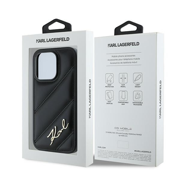 Karl Lagerfeld Husa de protectie Karl Lagerfeld Diagonal Quilted Script (KLHCP14LPQDSMGK) compatibil cu iPhone 14 Pro, N