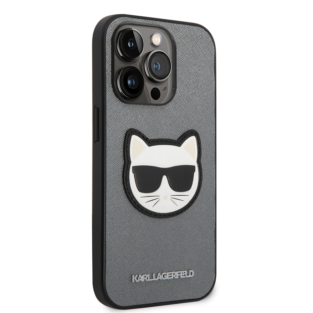 Karl Lagerfeld - Saffiano (KLHCP14LSAPCHG) - iPhone 14 Pro - Silver Choupette Head