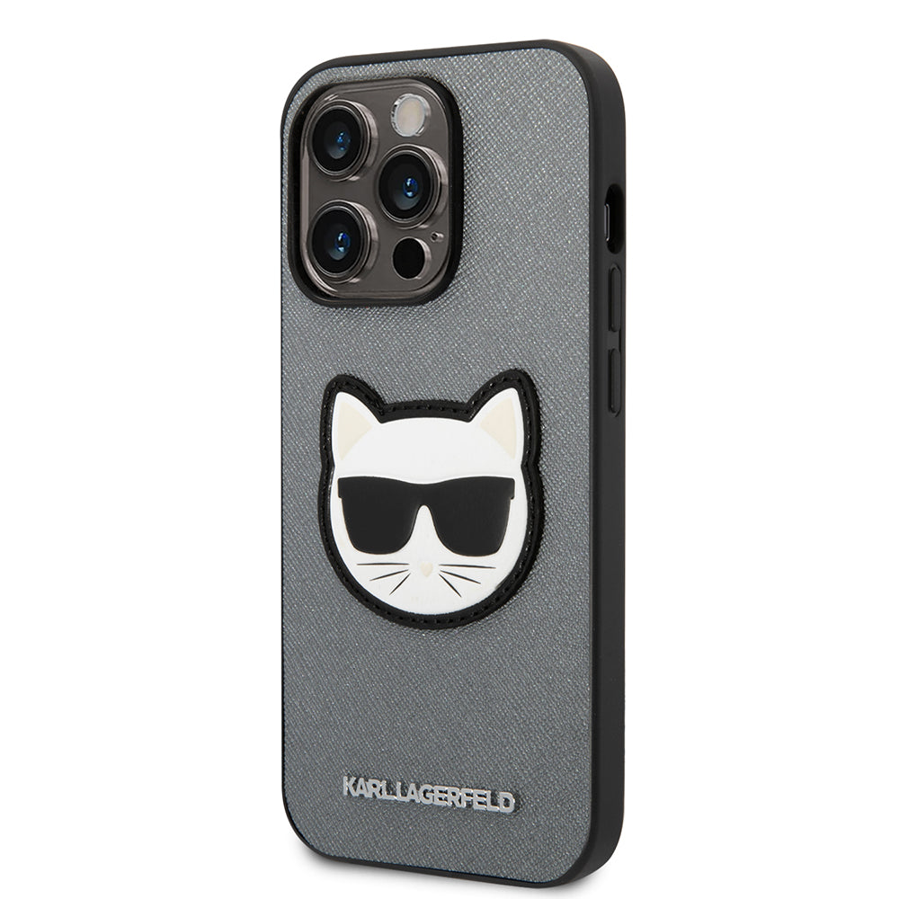 Karl Lagerfeld - Saffiano (KLHCP14LSAPCHG) - iPhone 14 Pro - Silver Choupette Head