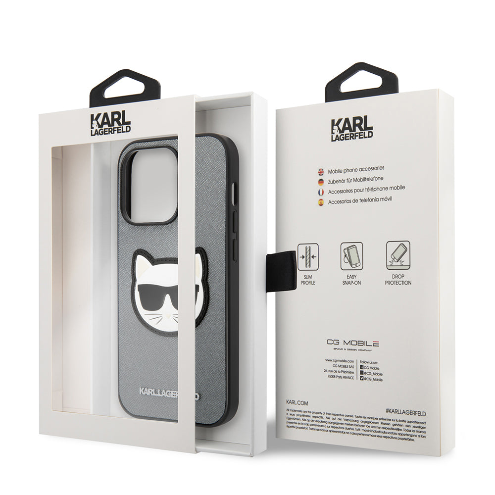 Karl Lagerfeld - Saffiano (KLHCP14LSAPCHG) - iPhone 14 Pro - Silver Choupette Head
