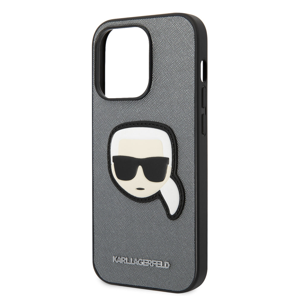 Karl Lagerfeld - Saffiano (KLHCP14LSAPKHG) - iPhone 14 Pro - Silver Karl`s Head