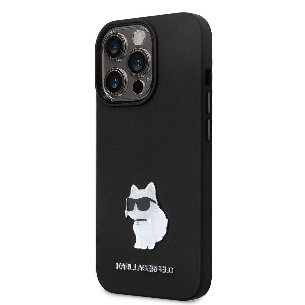 Karl Lagerfeld - Silicone (KLHCP14LSMHCNPK) - iPhone 14 Pro - Choupette Metal Pin