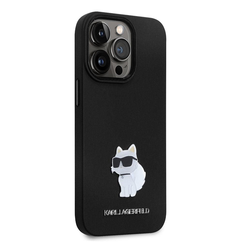 Karl Lagerfeld - Silicone (KLHCP14LSMHCNPK) - iPhone 14 Pro - Choupette Metal Pin